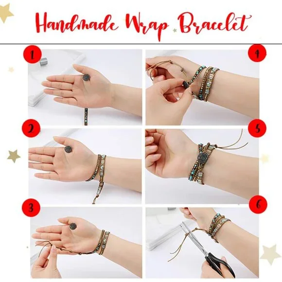 Handmade Natural Stone Wrap Bracelets Turquoises Crystal Beads Bracelet Jewelry